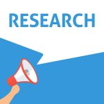 the word research coming out of megaphone